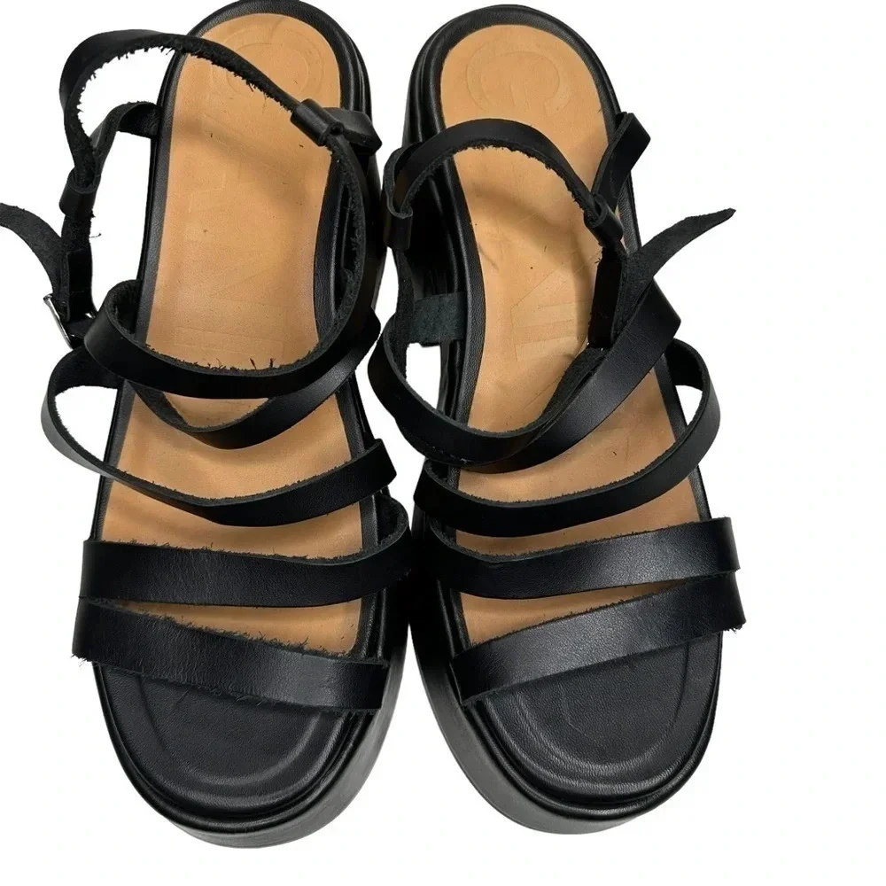 Ganni Women's Leather Platform Wedge Sandals Sz: 11 - Picture 10 of 10